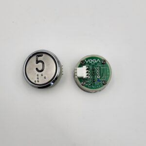 Przycisk VEGA Achille - niebieskie, 24 VDC, połączenie szeregowe 4 pin, Braille ( 5 )